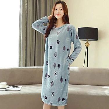 Imagem de 2020 Inverno Quente Flnel Camisolas Manga Comprida Pijamas Solto Casual Pijamas Plus Size Sleepshirts Lazer Homewear, Color11, hXXL