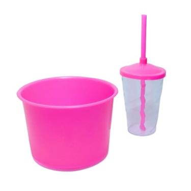 Imagem de Kit 30 Cinema Cristal Balde Pipoca 1,5L + Copo Twister 400ML - festas - aniversário - Lembrancinhas (PINK/CRISTAL)