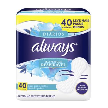 Imagem de Protetor Diário Always Respirável 40 Unidades
