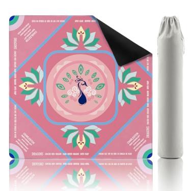 Imagem de Mikccer Mahjong Mat, 32.2x32.2 Inch Non-Slip Noise Reduction Mahjong Table Mat, Perfect for Poker/Board Games/Card Games/Dominoes,with Carrying Bag, Pink