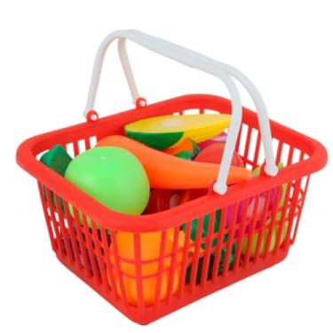 Imagem de Cestinha de Frutas de Brinquedo Premium, Frutinhas Crec Crec Cortam de Verdade, 12 Peças, Cesta de Mercado Infantil com Frutas e Legumes Cortáveis, Brinquedo Educativo, Felix Magazine