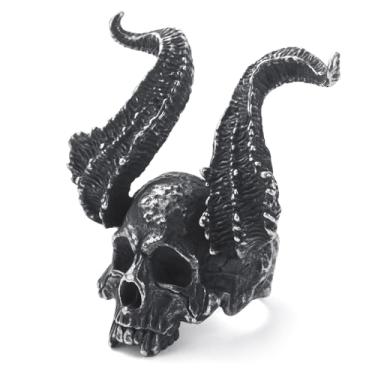 Imagem de KIRTIJW Anéis masculinos de aço inoxidável, gótico, punk, gótico, motociclista, demônio, caveira, joias para homens, tamanho 8/9/10/11/12/13, Sem pedra preciosa