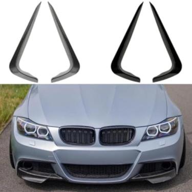 Imagem de Divisor lateral do para-choque dianteiro compatível com 3 séries E90 E91 LCI M Sport 2009-2012 Kit de carroceria faca de vento Spoiler Tuning Air Blade Acessórios para carro (aparência de fibra de