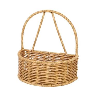 Imagem de Bothyi Cesta de armazenamento suspensa, prateleira de tecido, suporte para flores, montagem na parede, cesta de frutas suspensa feita à mão, organizador de