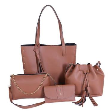 Imagem de Bolsas Feminina Kit 4 Peças Sacola Saquinho Baladinha E Carteira Varia
