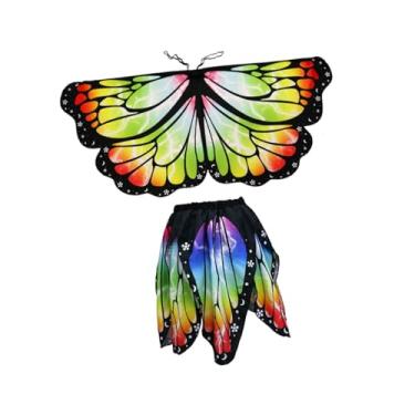 Imagem de kowaku Conjunto de fantasia de borboleta infantil, saia de cosplay de fada com asas para dança casual em festivais, Multicolorido