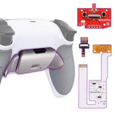 Imagem de eXtremeRate Kit De Remapeamento Silver Real Metal Botões Rmb Rise V3 Para Controle Ps5 Bdm-030 040 050, Empunhadura Emborrachada Cinza, Revestimento Inferior Branco, Conjunto Traseiro Programável At