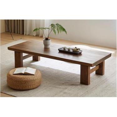 Imagem de Mesa De Centro De Madeira Maciça Estilo Japonês, Mesa De Tatame De Madeira, Mesa Baixa, Mesa De Chão De Madeira, Mesa De Chá De Varanda Com Tampo De Mesa à Prova D'água E, A, 80x50x38cm