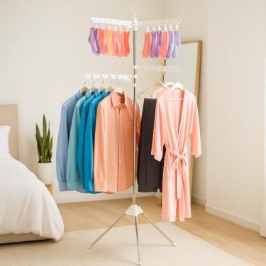 Imagem de Arara Cabide De Chão Varal De Roupas Vertical Com Braços Giratórios - Ideal Para Quarto Closet Escritório E Lavanderia