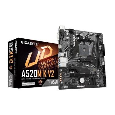 Imagem de Placa Mãe Gigabyte A520M K V2 DDR4 Smart Fun 5 Preto, Ultra Durable, A