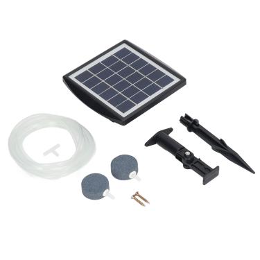 Imagem de Oxigenador de bomba de ar de aquário solar, bomba de ar movida a energia solar, baixo ruído, aerador de lagoa solar com 2 pedras de bolha de ar, aerador de tanque de peixes para