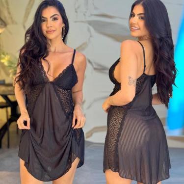 Imagem de Camisola Rendada Luxo Feminino Lingerie Roupa de Dormi Sexy - Like4you