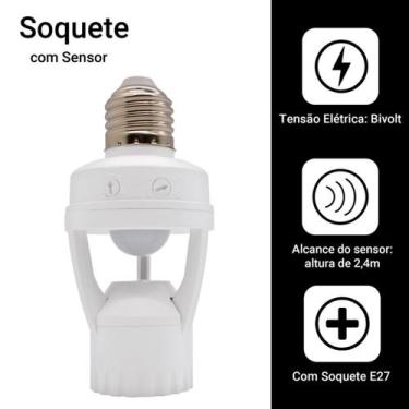 Imagem de Bocal E27 Com Sensor De Presença para Lâmpada LED  - REIS VARIEDADES M