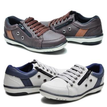 Imagem de Kit 2 Sapatênis Infantil Casual Fechamento Elástico e Zíper-Masculino