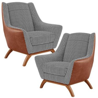 Imagem de Kit 2 Poltronas Decorativas Base Em Madeira Juliet D02 material sintét