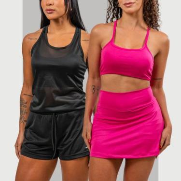 Imagem de Kit 2 Conjuntos Fit Academia Treino Dia Dia Shorts 2 Em 1 - PACO texti