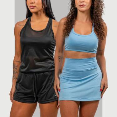 Imagem de Kit 2 Conjuntos Fit Academia Treino Dia Dia Shorts 2 Em 1 - PACO texti