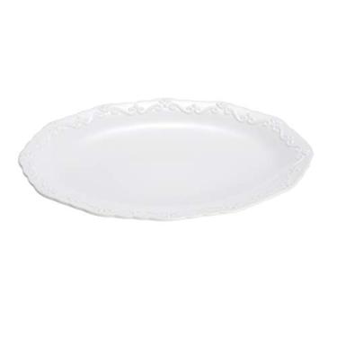 Imagem de Travessa Branca Oval Alto Relevo em Porcelana - Wolff - 32,4x23,4 cm