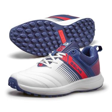 Imagem de SOLM8 Tênis de críquete masculino S2 para meninos e jovens - pontas de borracha de aderência avançada para grama/grama, amortecimento ultraleve em cores brilhantes (edição 2025), Branco, vermelho