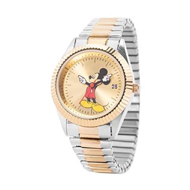 Imagem de Disney Relógio analógico de quartzo com pulseira de metal clássica adulto Mickey Mouse, Two Tone