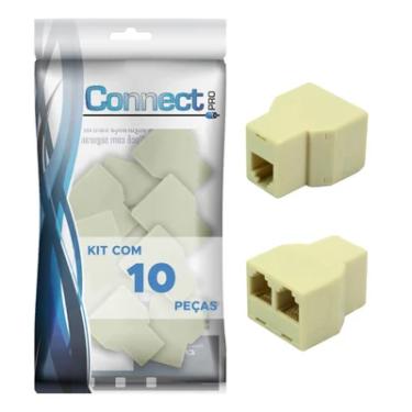 Imagem de 10x Conector Duplicador Cabo De Rede Rj11 1 Fêmea X 2 Fêmea