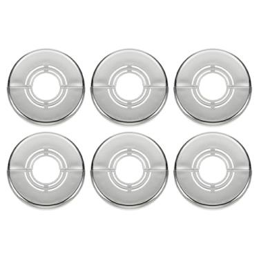 Imagem de HARFINGTON 6 peças Flange dividida de parede 0,59" (15 mm) tampa de tubo de flange dividida ajustável de plástico com clipe colar sob a pia radiador para banheiro cozinha vaso sanitário, prata