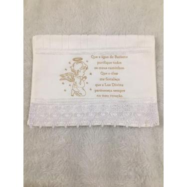 Imagem de Toalha de lavabo  Bordada Anjo Batismo - DaniBordados