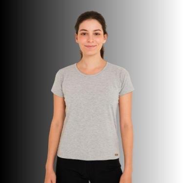 Imagem de Blusa Feminina Manga Curta em Meia Malha - Cereja Rosa, P, Cinza