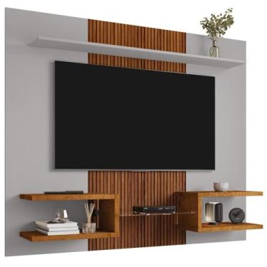 Imagem de Painel Atlas Sala Tv Até 55 Polegadas Off White/naturalle/ripado