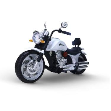Imagem de Bang Toys - Moto Elétrica Infantil Ruby Runner 12V - com Rodas de Treinamento, Luzes de LED, Sons e Entrada USB/MP3 - Suporta até 30kg - Cor Branco