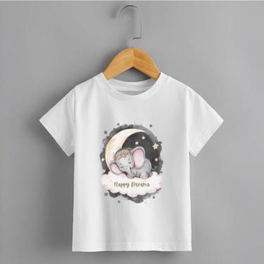 Imagem de Camiseta Infantil Menina Elefante Happy Dreams Personalizada Lançament