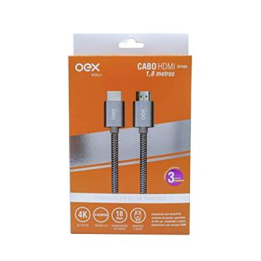 Imagem de Cabo HDMI Ultra HD nylon trançado banhado ouro 1.8 Metros OEX CE500 - Prata