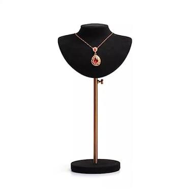 Imagem de Suporte de joias preto alto suporte de corrente para exibição de exibição de boutique suporte de altura ajustável manequim busto organizador de joias para meninas mulheres organizador de joias