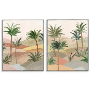 Imagem de Stupell Industries Conjunto de arte giclée emoldurado cinza Exotic Desert Oasis 2 peças por Ian C., 76 x 61 cm