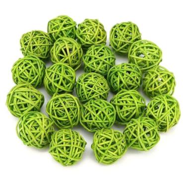 Imagem de Zerodis 20pcs Decorative Rattan Balls, Bolas de Vime Cheio de Vaso Orbs para Artesanato, Decoração de Mesa de Casamento, Verde/prata, Com Decoração de Bricolage, de Festa (Amarelo)