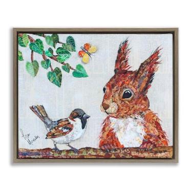 Imagem de Stupell Industries Arte de parede em tela flutuante marrom conversations with Sparrows por Lisa Morales, 43 x 53 cm