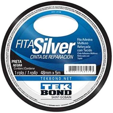 Imagem de Fita Silver Tekbond Preta 48 mm x 5 m  Reparo e Vedação Resistente à Á