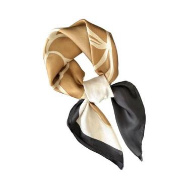Imagem de Lenço Quadrado Feminino De Cetim Macio 70x70cm, Imitação De Seda, Moda