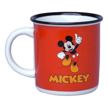 Imagem de Kit 2 caneca de porcelana retro mickey vermelha 300ml disney