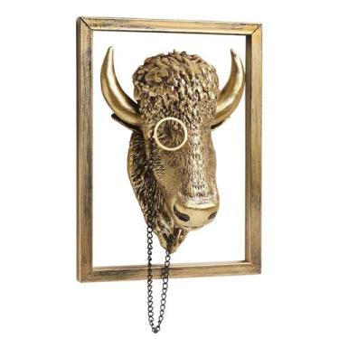 Imagem de Decoração de parede Newinhome Animal Heads Resin Bull Gold