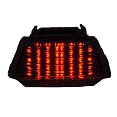 Imagem de Lente fumê luzes traseiras de LED para motocicleta, luz traseira de freio com indicadores de luz de seta integrados para Kawasaki 11-15 ZX10R
