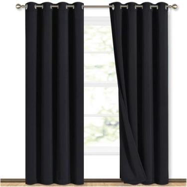 Imagem de Cortinas NICETOWN High-End Thermal Full Blackout 213x213cm pretas