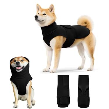 Imagem de Colete calmante para cães com gola rolê ajustável para fogos de artifício, separação, visitas ao veterinário, moletom com capuz para cães grandes e médios