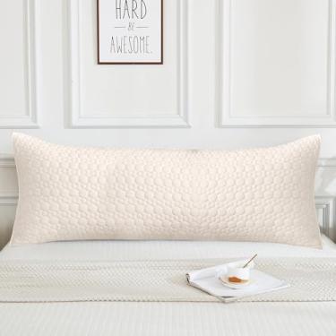 Imagem de Lady Ann Conjunto de capas de travesseiro de corpo acolchoadas 50 x 137 cm, 100% algodão, estampa circular decorativa, fronha de travesseiro corporal com zíper, fronha de trigo respirável ultra macia