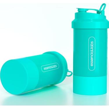 Imagem de COQUETELEIRA/SHAKER ACADEMIA BPA FREE - Cor Verde Tiffany com Compartimento para Pó | Cápsulas | Comprimidos - 400ml