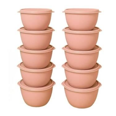 Imagem de Conjunto de 10 saladeiras ou 5 saladeiras + jarro de 1,8 litros Saladeiras de cozinha Recipientes plásticos para armazenamento de alimentos (5 potes Rosa sem Jarra)