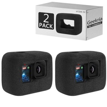 Imagem de Geekria Capa para Creators Windslayer protetor de vento compatível com GoPro Hero 13, 12, 11, 10, 9, câmera de ação, capa de moldura, acessórios de esponja de redução de ruído de vídeo (preto