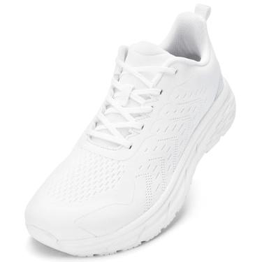 Imagem de Akk Sapatos masculinos com bico largo – Sapatos de caminhada de largura extra larga confortável tênis de corrida atlética corrida treino academia tênis para inchaço joanete fascite plantar, Branco