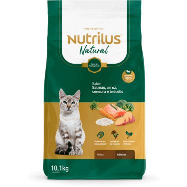 Imagem de Ração Seca Nutrilus Natural Sabor Salmão e Arroz para Gatos Adultos - 10,1 kg