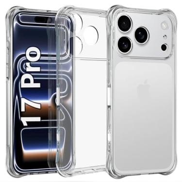 Imagem de USTIYA Capa para iPhone 17 Pro 6,3 polegadas Case Uso Resistente, Capinha Bumper Absorção Choques em TPU Transparente Protector Câmera Espessamento nas Quatro Pontas da Carcasa